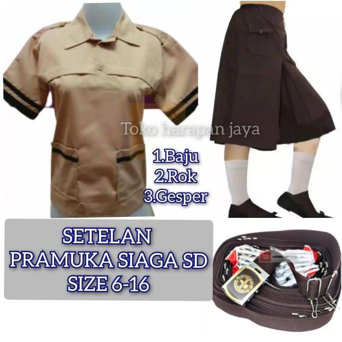 SETELAN PRAMUKA SIAGA PUTRI SD SMP SIZE:6-17/BAJU SIAGA ROK KULOT