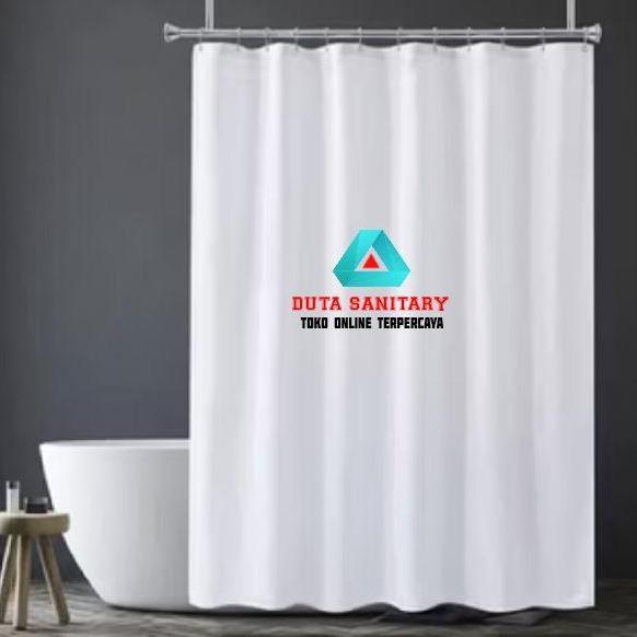 Shower Curtain 200x200 textile/Shower Curtain kain 200cm/ Korden Putih