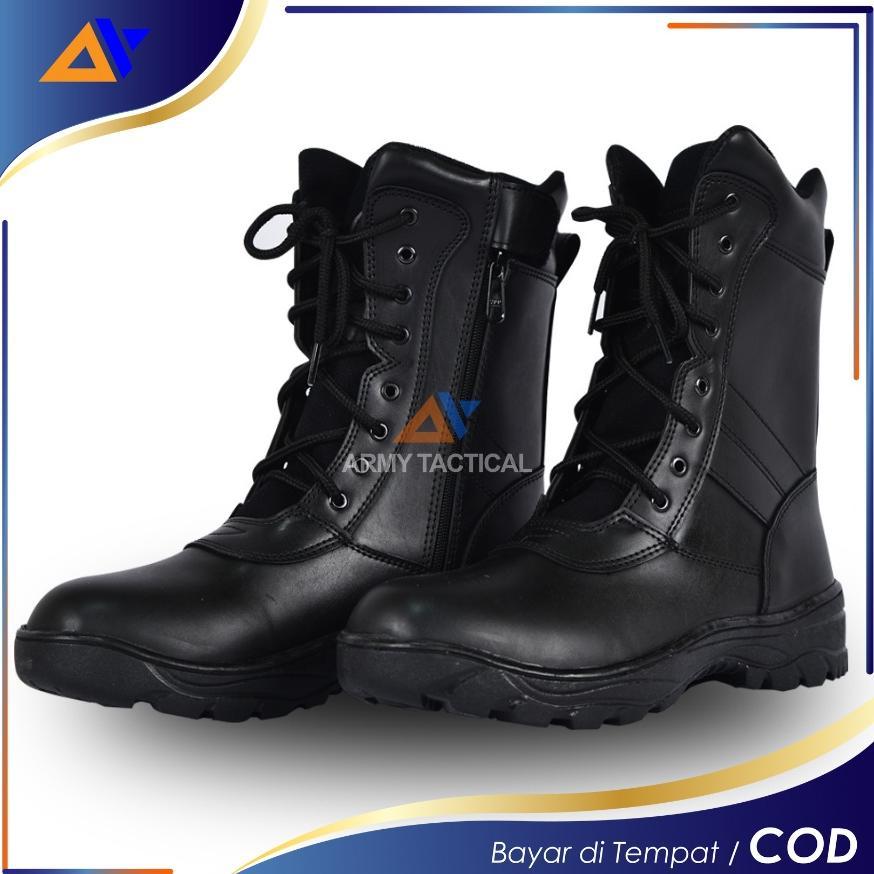 Sepatu PDL TNI Model Jatah Pria Sepatu Satpam Security TNI AD Banser Resliting Hitam Tali Terbaru te