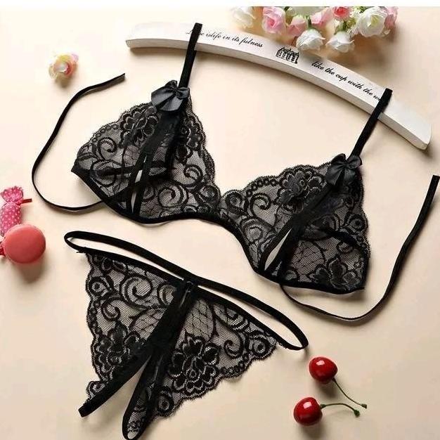 BESTPROMO 1 set bra + celana dalam lingerie transparan wanita Bh