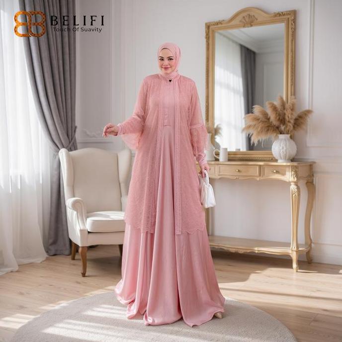 Belifi | Bianca Luxury Gamis Syari Set Hijab Sophisticated Untuk Daily Wear Yang Elegan