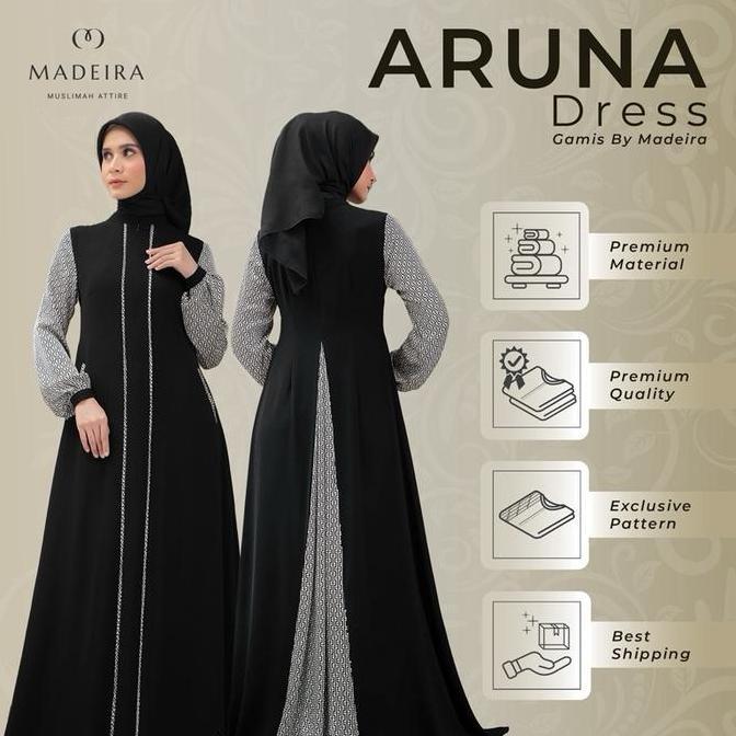 Gamis Simpel Elegan - Madeira.Id - Aruna Dress (Monochrome)