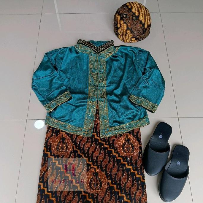 HAFIZAH Setelan Beskap Stick Anak Bordir Elegan Bahan Bludru Nyaman Cocok untuk Karnaval atau Upacar