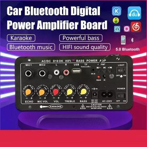 Kit Audio Amplifier Stereo HIFI Bass Board 2 Mic Subwoofer AC / DC D10 MURAH