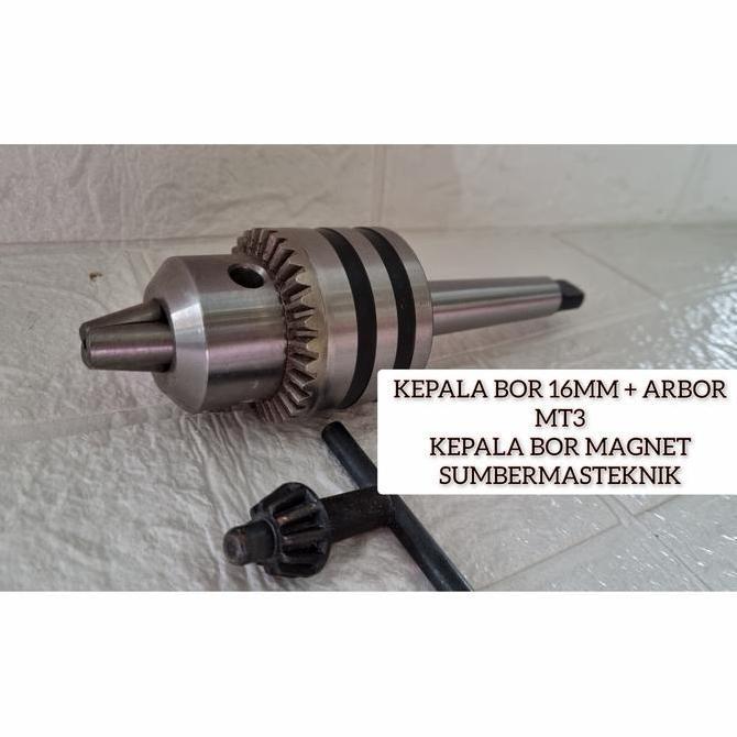 Spesial Kepala Bor Magnet 16Mm / Chuck Bor 16Mm Set Arbor Mt3 Untuk Bor Magnet