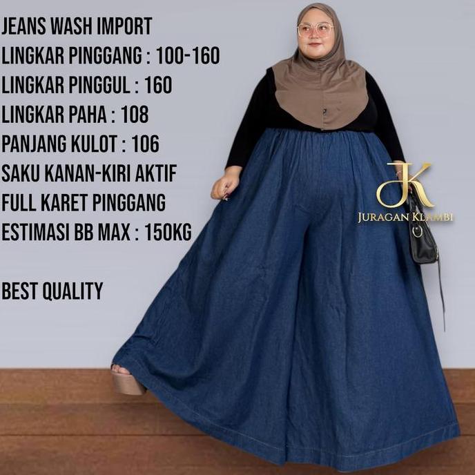 Willply Kulot Jeans Super Jumbo Lp Max 140 Dan Lp Max 160 Free Bros  Estimasi Bb 85-170Kg Wanita Cel