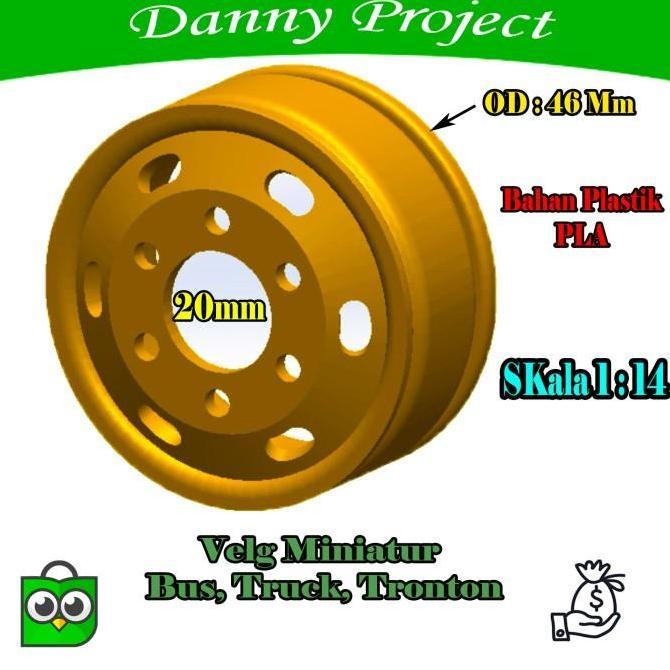 Velg dan Tromol Depan Miniatur Truk Bus Tronton 1 Set Skala 1: 14