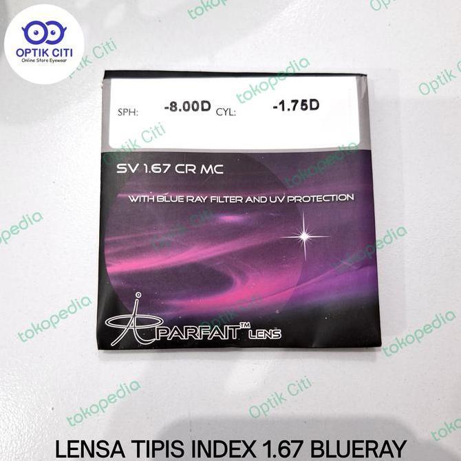 FAMANIFAMS - LENSA KACAMATA MINUS ANTI BLUERAY 1.67 TIPIS MENGURANGI SINAR BIRU BERBAHAYA ORIGINAL E