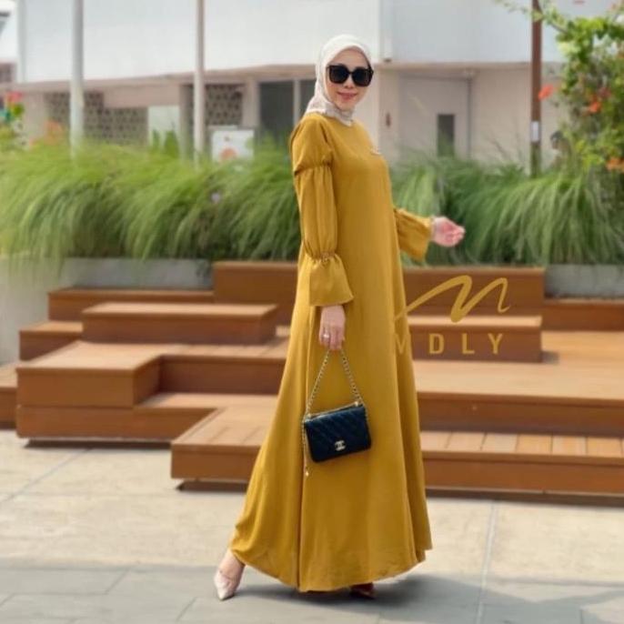 Murah Baju Wanita Muslimah Syaline Dress by Mdly Crinkle Muslim Non COD