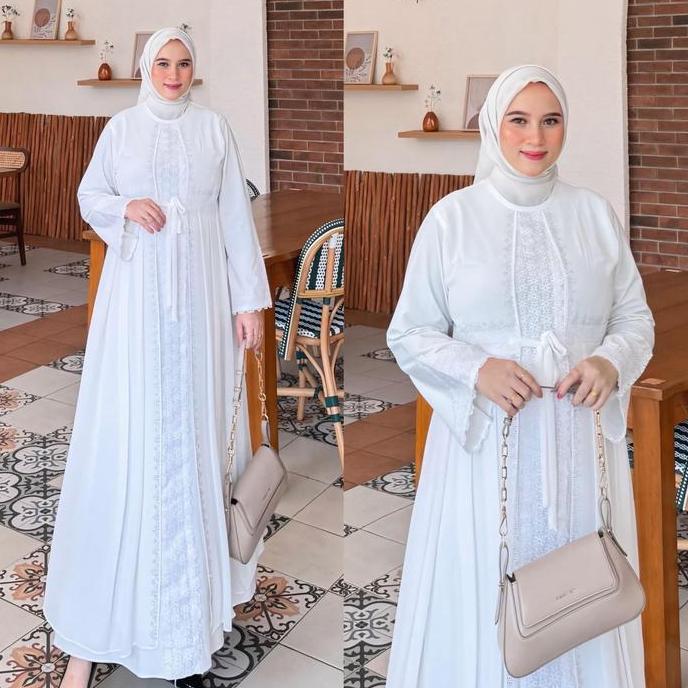 Murah GALERI SICANTIK - COD - Gamis Abaya Putih Terbaru 2023 - Abaya Turkey Putih - Gamis Putih Eleg