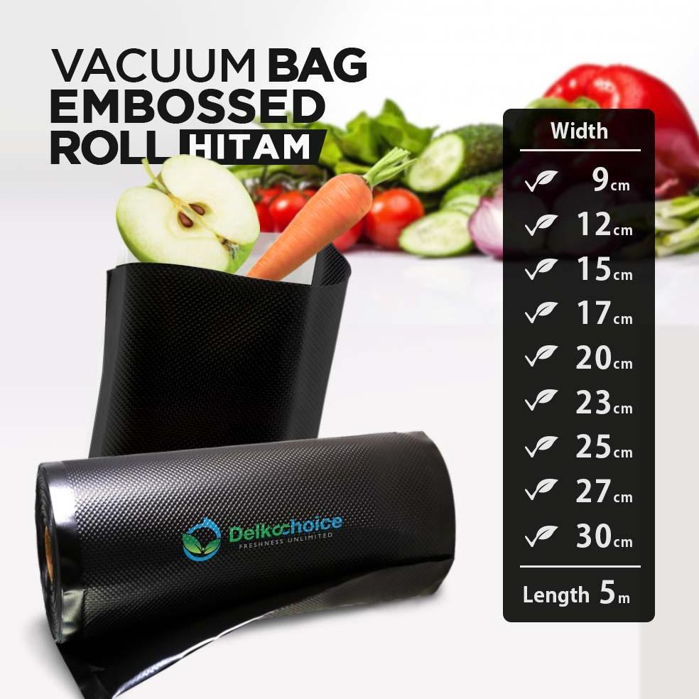 Terbaru Plastik Vacuum Bag Polos Emboss Bening Hitam Vacum Sealer Makanan Delkochoice / Satuan