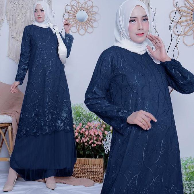 Murah Sandrina Baju Gamis Busana Muslim Gamis Full  Brukat Tile Gamis Pesta Brukat Dewasa Fashion Ga