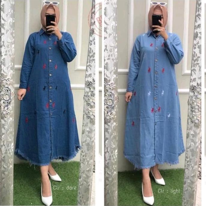 Willply Michaela Gamis Jeans Dress Denim Baju Muslim Long Tunik