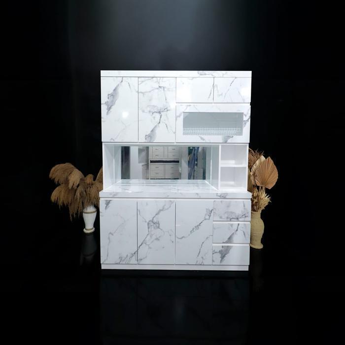 Lemari Dapur Piring 4 Pintu Hidrolik  HPL | Kabinet Rak Piring Minimalis | Kitchen set Duco