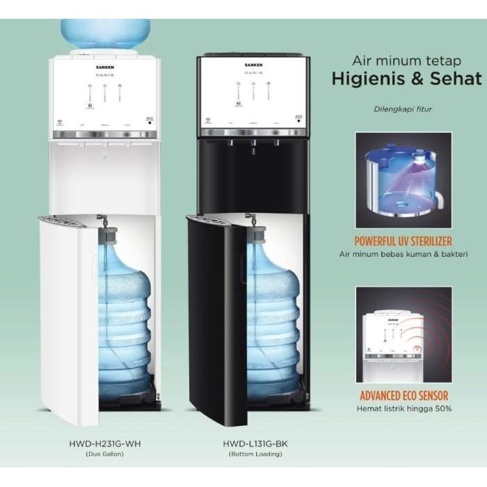 Sanken Dispenser Galon Bawah HWD-L130SS-WH Oasis Stainless Steel