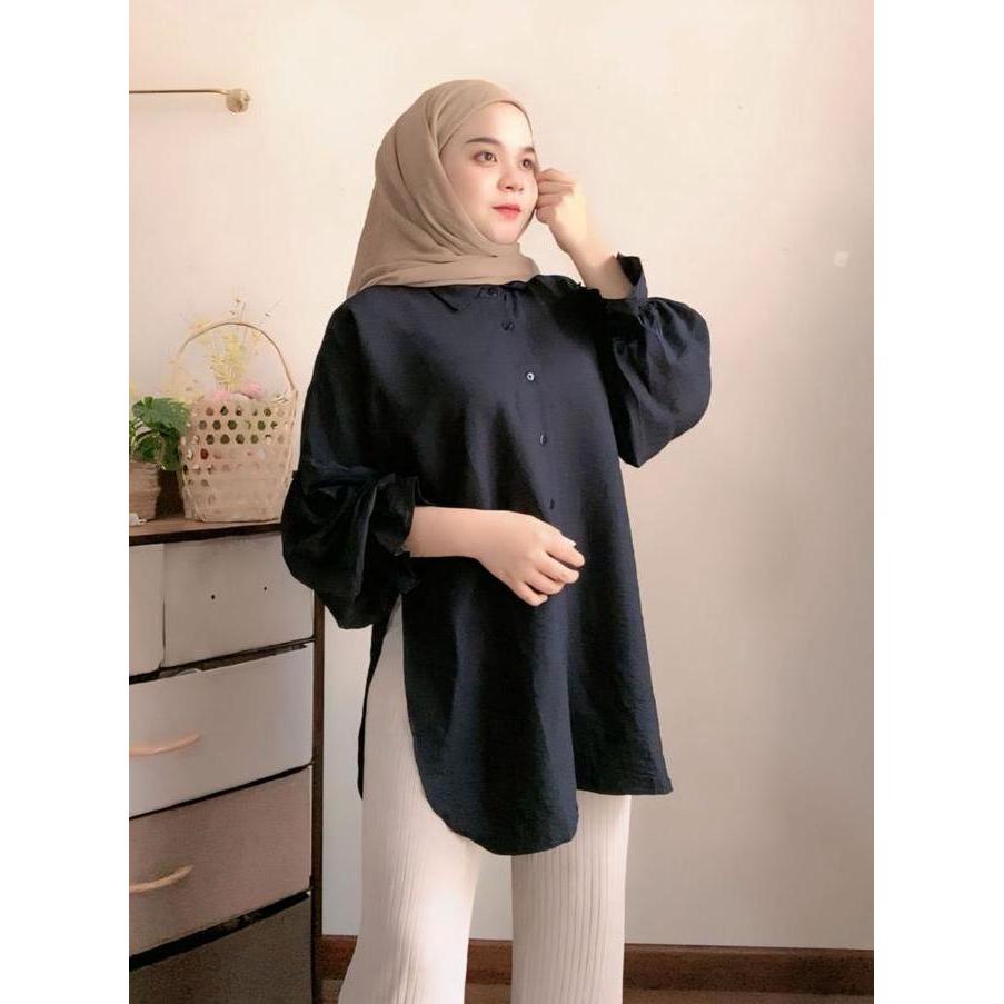 MURAH LEBAY Aqila Slit Blouse/Tunik Belah Samping Oversize Allsize Busui Friendly Cantik Kancing MUR