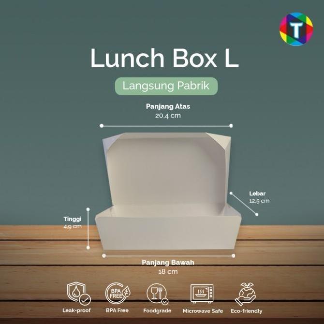 Lunch Box Polos Ivory Size S M & L / Paper Lunch Box Putih Eceran