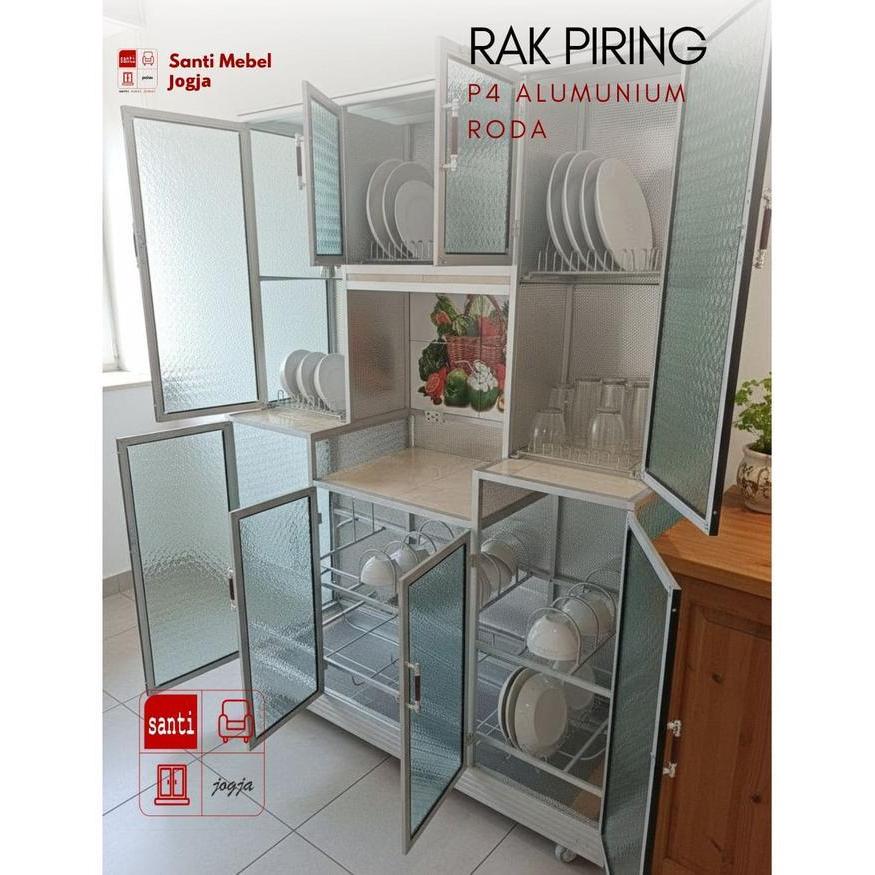 Lemari Dapur Rak Piring Aluminium Roda 4 pintu BMCRODA HDI Super