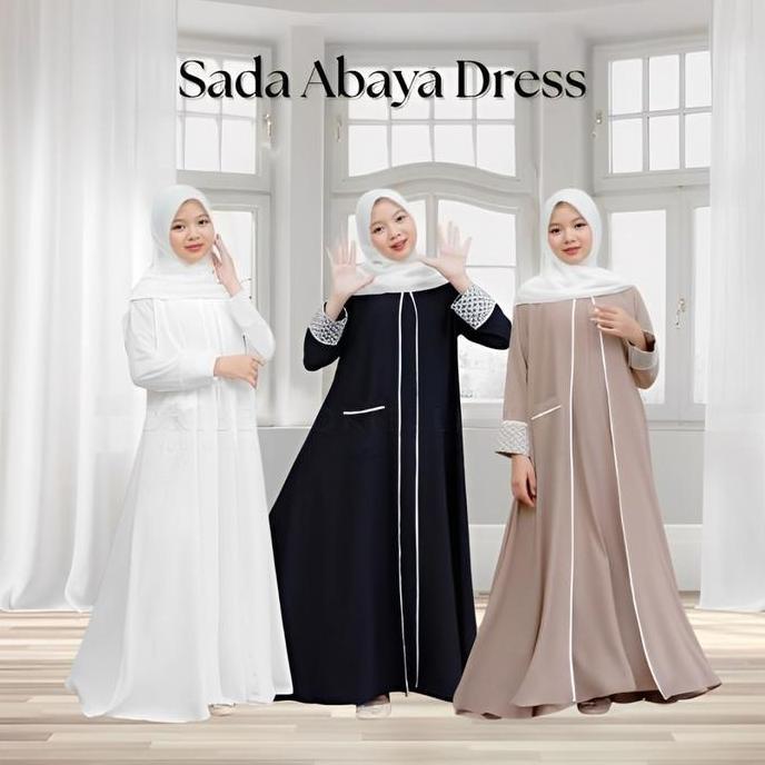 Termurah / Hot Sale Baju Muslim Remaja Abaya Anak Perempuan Putih Merah Hitam Gamis Santri Putri Pon
