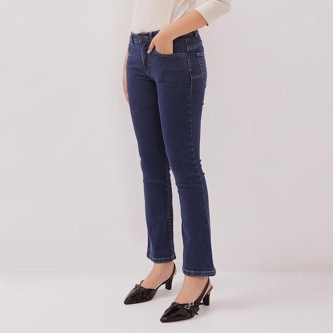 DUST Celana Mid Rise Bootcut Jeans Laira Biru (D. 31311) (TERBAIK) (TERBARU) (TERMURAH)