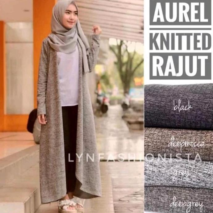 Cardigan Panjang Wanita Fashion Muslimah Kardigan  Rajut/Aurel