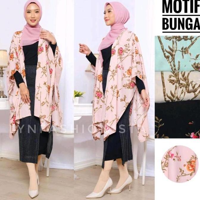 Murah OUTER WANITA MUSLIM JUMBO CARDIGAN KALONG MOTIF BATIK BUNGA RAYON ADEM/8866 Non COD