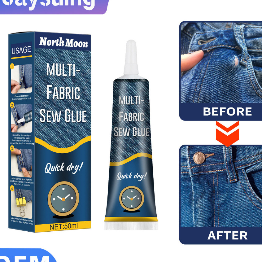 Lem Kain Jahit  Lem Patch Bordir Ukuran 50 Ml Lem Kain Baju Lem Bordir Lem Serbaguna Lem Fabric Lem 