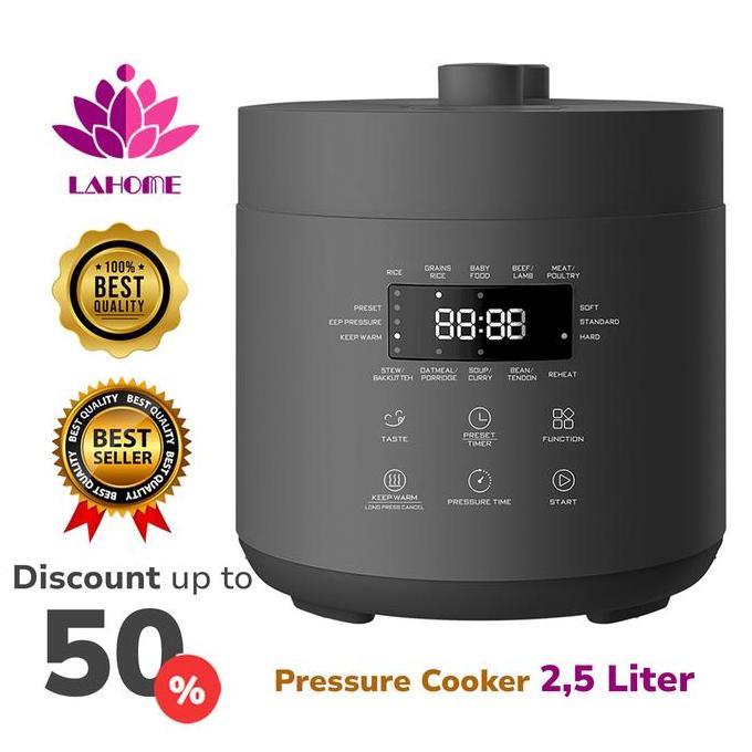 LAHOME Smart Electirc Pressure Cooker 2.5L Panci Presto Listrik Multifungsi Low Watt Slow Cookers Mu