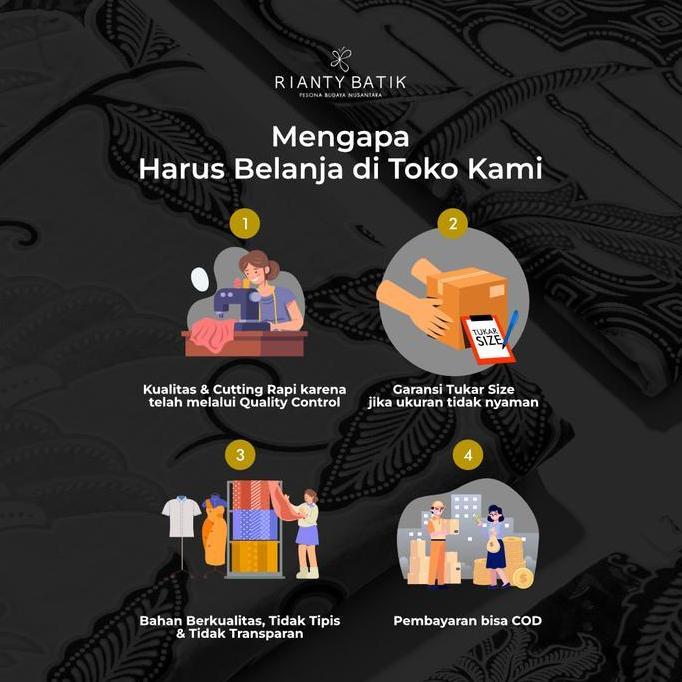 Rianty Batik Premium Wanita Dress Furing Navy Firanza Firenze (TERBAIK) (TERBARU) (TERMURAH)