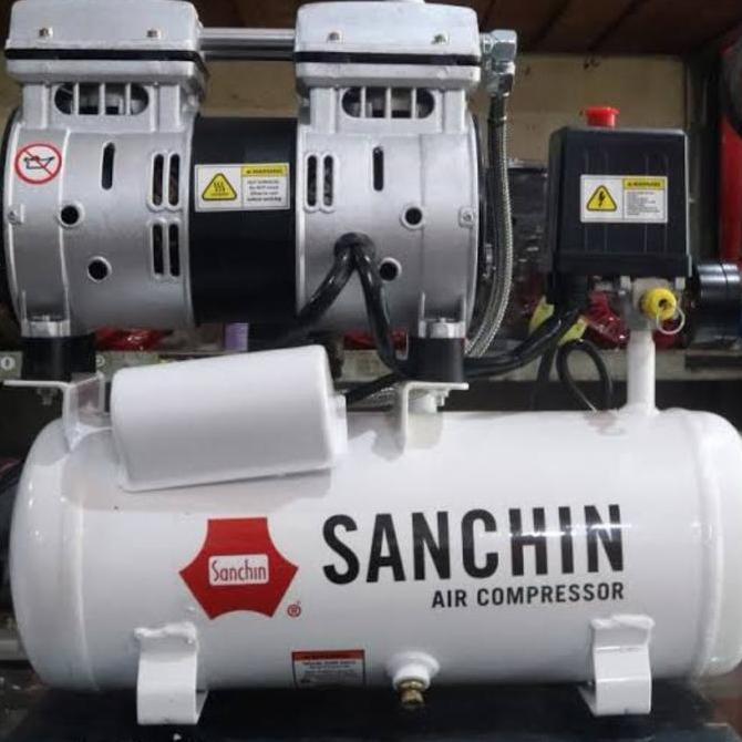 Murah Kompresor Angin Silent Halus Oilles Sanchin Compressor 9 Liter 0,75Hp