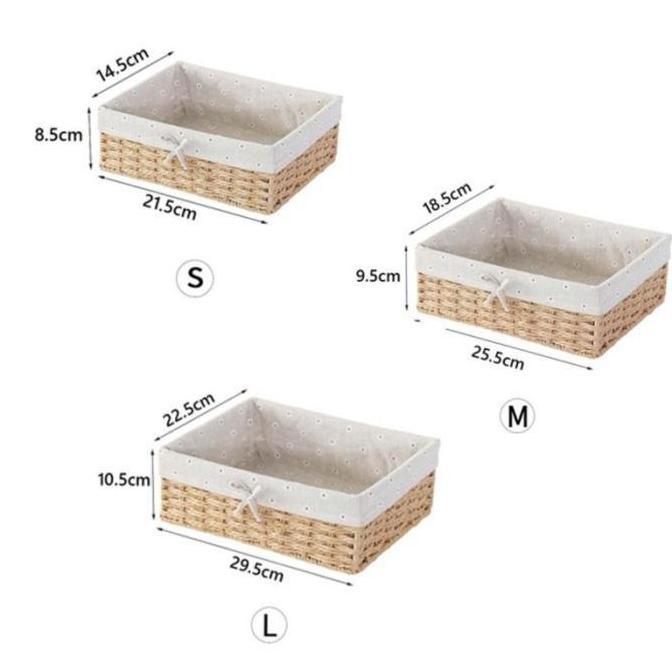 Vinnatsu Handmade Rattan Storage Basket/ Keranjang Rotan Persegi Panjang Keranjang Penyimpanan Tray 