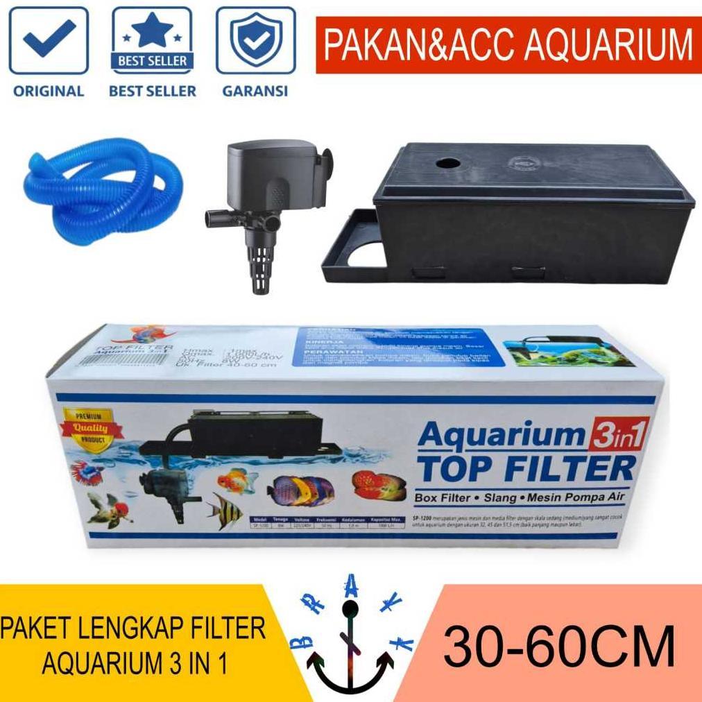 TERBARU 2026 Mesin Filter Pompa Aquarium Komplit Top Filter Box Aquarium 3 In 1 Rosston SP 1200 Grat