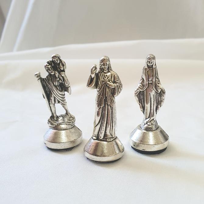 Patung Mobil Yesus Koronka Bunda Maria Santo Kristoforus Christopher