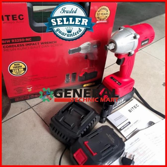 Diskon Mesin Pembuka Baut Bitec Cordless Impact Wrench Biw R3250-Nc Buka Baut