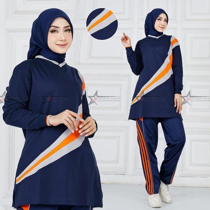 Setelan Baju Olahraga Senam Model Tunic Sport Wanita / Seragam Stelan Kaos Training Olahraga Senam M
