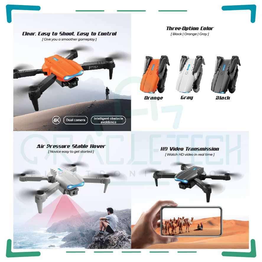 Drone E99Pro Dual Camera Video Ultra Hd Smart  Baterai 1800Mah Bergaransi