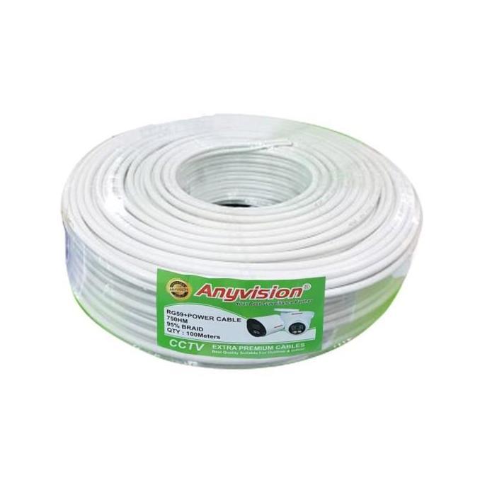 Anyvision Kabel CCTV RG59+Power 100 meter Original / Kabel CCTV RG59