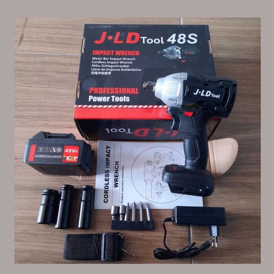 CORDLESS IMPACT WRENCH JLD 48S 330NM MESIN BUKA BAUT MOBIL JLD TOOLS 1 BATERAI
