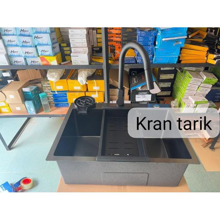 WASTAFEL CUCI PIRING 1 LUBANG HITAM STAINLESS 3MM MOTIF HONEYCOMB / BAK CUCI PIRING SINK 1 LUBANG