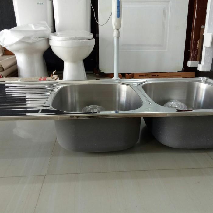sink 2 lubang + sayap stainless anti lemak,, Keran