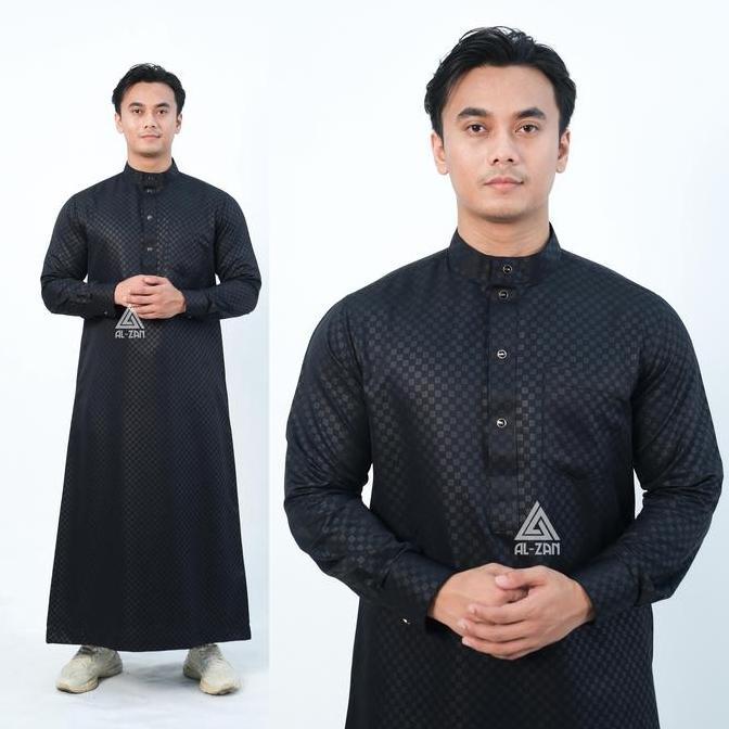 HEMAT LUAR BIASA jubah pria muslim slimfit jubah gamis pria Motif emboss lengan panjang manset busan