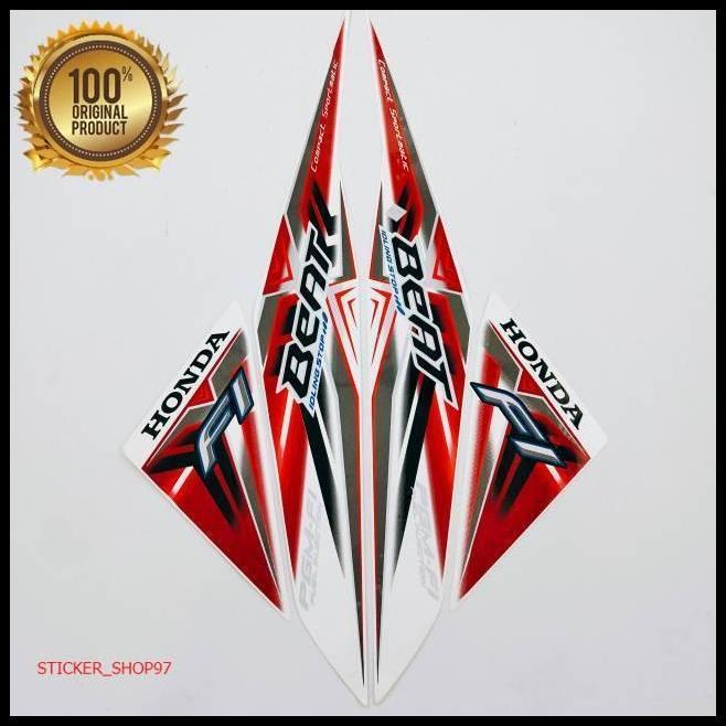 TERLARIS STRIPING HONDA BEAT FI 2015 PUTIH LIST MERAH IDLING STOP 