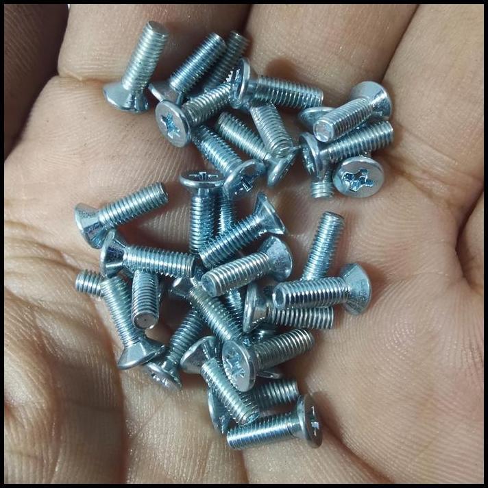 TERBARU BAUT JF M3X10 MACHINE SCREW PUTIH (100PC) 