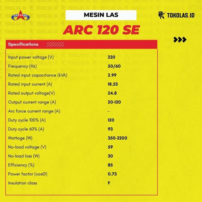 Mesin Travo Trafo Las Mma Stick Inverter Welding Daesung Arc 120 Se Ampre 450 Watt Korea Murah Termu