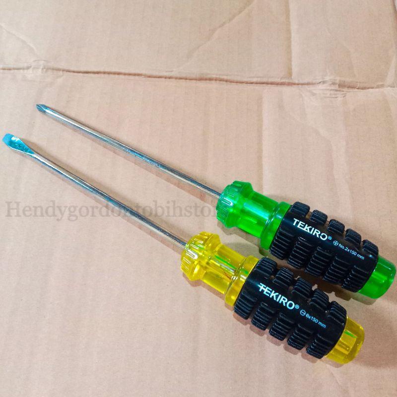 Obeng Tekiro Set 2 Pcs / Tekiro Obeng Gagang Karet 150Mm Min Plus Obeng 6 Inch