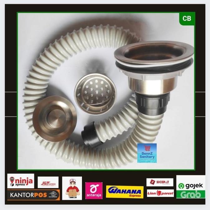 avur bak cuci piring stainles & selang pembuangan fullset universal / pembuangan sink universal PREM