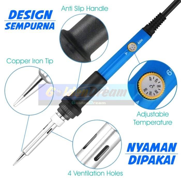 Solder Adjustable 60W Bisa Atur Panas Suhu Temperature Control Adjust 60 Watt
