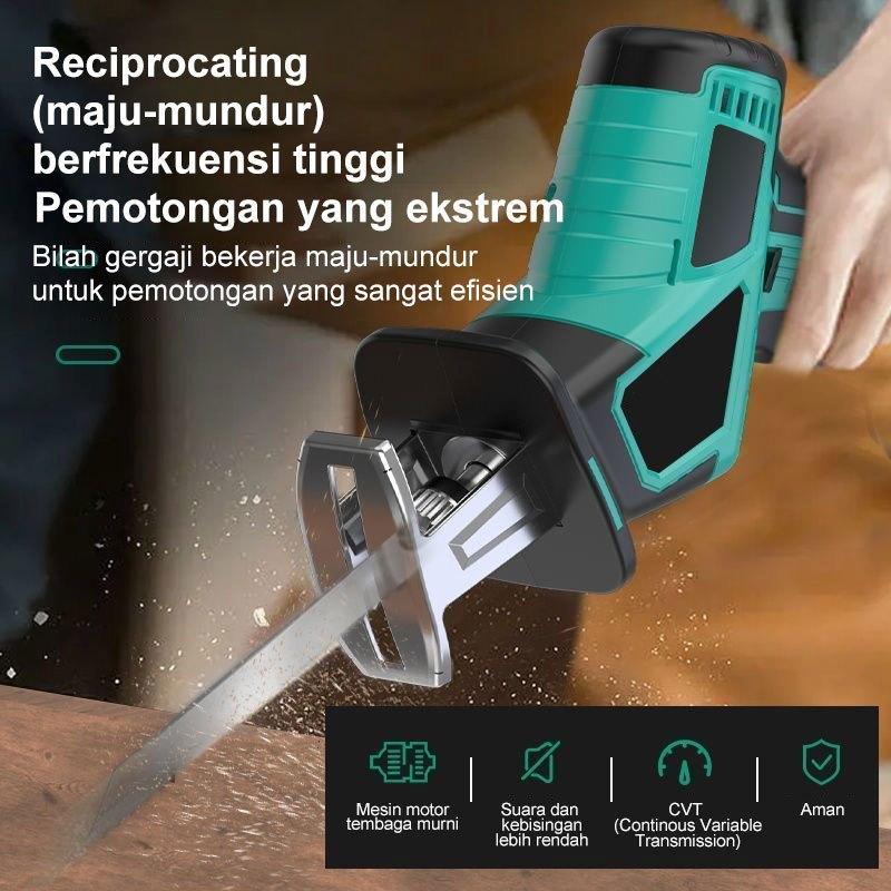 Reaim Chainsaw Gergaji Rantai Gergaji Elektrik Mini Portable Genggam Lithium Charger Gergaji Mesin