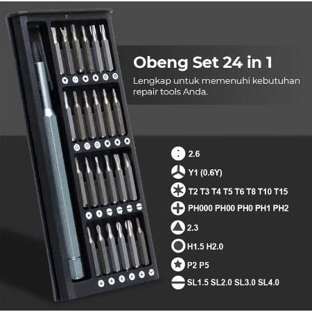Obeng Set 24 In 1 Lengkap Magnetic Premium Multifungsi Obeng Kecil Obeng Serbaguna Obeng Magnet