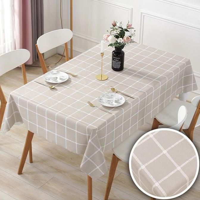 taplak Meja Makan PVC Pelapis Meja Lapisan, Ringan Mewah Ubah Meja Kopi Kain Plastik Kotak-Kotak Uku